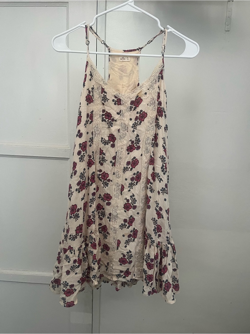 Hollister Cream Slip Dress with Rose Print